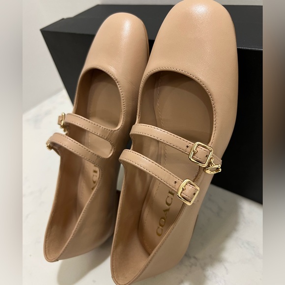 Coach Women's Tan Mary Jane Flats - Picture 7 of 10